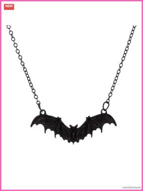 Gothic Bat Pendant Necklace Punk Mystic Wing Crystal Alloy Women Halloween
